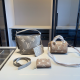 Khaki Daily Letters Zipper Bags