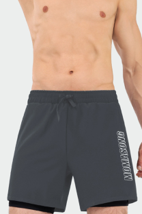 Grey Sportswear Letters Pocket Board Shorts