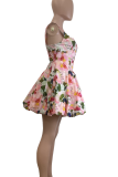 Pink Sexy Print Patchwork Spaghetti Strap Printed Dresses