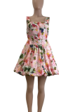 Pink Sexy Print Patchwork Spaghetti Strap Printed Dresses