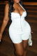 White Sexy Solid Color Backless Zipper Halter Skinny Rompers