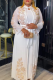 White Casual Hot Drill O Neck Long Plus Size Two Pieces