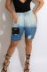 Blue Casual Gradient Pocket Mid Waist Regular Denim Shorts