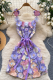 violet Sexy Flowers Strap Design Sling Dresses