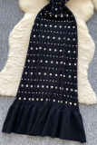 Burgundy Celebrities Hot Drill O Neck One Step Skirt Dresses