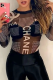 Black Sexy Letters See-Through Swimwears