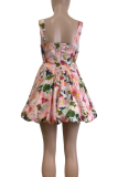 Pink Sexy Print Patchwork Spaghetti Strap Printed Dresses