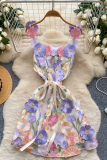 Black Red Sexy Flowers Strap Design Sling Dresses