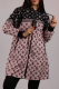 Purple Black Casual Letters Zipper Hooded Outerwear