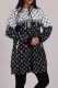 Black And White Casual Letters Zipper Hooded Outerwear