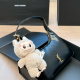 Black Casual Daily Letters Zipper Bags