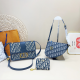 Blue Casual Letters Embroidered Patchwork Contrast Bags