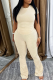 Cream White Casual Solid Color Patchwork O Neck Short Sleeve Two Pieces