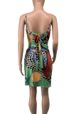 Green Sexy Print Strap Design Swimwears