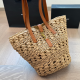 Yellow Brown Daily Letters Metal Accessories Trim Weave Bags