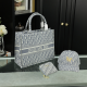 Gray Blue Daily Letters Zipper Bags