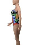 Green Sexy Print Strap Design Swimwears