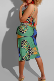 Green Sexy Print Strap Design Swimwears