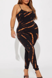 Black Sexy Stripe Patchwork Spaghetti Strap Skinny Jumpsuits