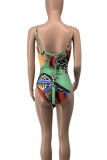 Green Sexy Print Strap Design Swimwears