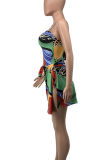 Green Sexy Print Strap Design Swimwears