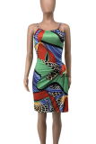 Green Sexy Print Strap Design Swimwears