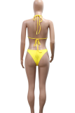White Sexy Solid Color Hollow Out 3 Piece Sets