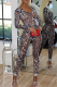 Leopard Print Sexy Leopard Print Patchwork O Neck Skinny Jumpsuits