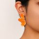 Tangerine Red Daily Leaves Irregular Earrings