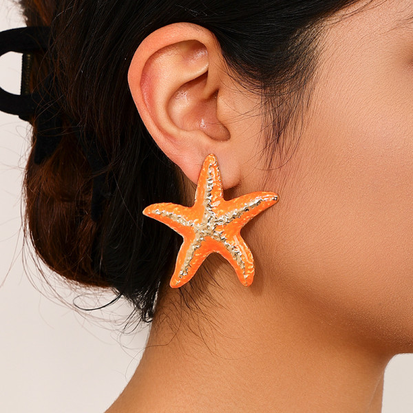 Tangerine Red Daily Vacation Irregular Earrings