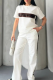 White Casual Letters Pocket O Neck Short Sleeve Two Pieces