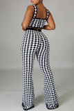 Red Fashion Casual Print Vests Pants Square Collar Sleeveless Two Pieces