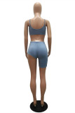 Blue Fashion Sexy Suspender Top And Shorts Two-piece Set