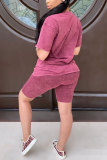 Blue Fashion adult Europe and America Patchwork Solid Two Piece Suits pencil Short Sleeve Two Pieces