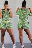 Camouflage Fashion Casual Two Piece Suits Camouflage Bandage Slim fit Regular Short Sleeve Two-Piece