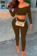 Coffee Fashion Sexy Adult Solid Patchwork Bateau Neck Long Sleeve Regular Sleeve Short Two Pieces