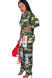 Camouflage Casual Print Long Sleeve Turndown Collar