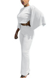 Blue Fashion adult Ma'am OL Solid Two Piece Suits Straight Three Quarter Two Pieces