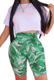 Green Fashion Casual Print Two Piece Suits Straight Short Sleeve Two Pieces