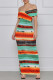 Colour Fashion Sexy Print Backless Slit Off the Shoulder Short Sleeve Dress