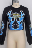 White O Neck Long Sleeve Letter Long Sleeve Tops