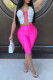 White Active Patchwork Solid contrast color bow-knot HOLLOWED OUT Straight Sleeveless Two Pieces