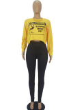Black Fashion Casual Adult Print Pullovers O Neck Tops
