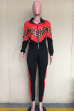 Black Sportswear Twilled Satin Patchwork Print Patchwork Turndown Collar Long Sleeve Regular Sleeve Regular Two Pieces