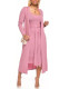 Pink Milk Silk Sexy Patchwork Solid Bandage pencil Long Sleeve Two Pieces