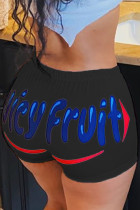 Black Elastic Fly Low Print Straight shorts Bottoms