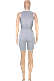 Red Casual Solid Patchwork U Neck Sleeveless Two Pieces