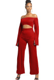 White Sexy Patchwork Solid Ruffled Long Sleeve one word collar Jumpsuits