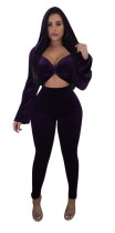 As Show Plain Stitching High Waist Elastic Waist Two-piece suit