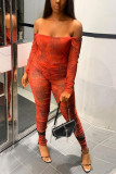 Multicolor Fashion Sexy Print Backless Bateau Neck Skinny Jumpsuits